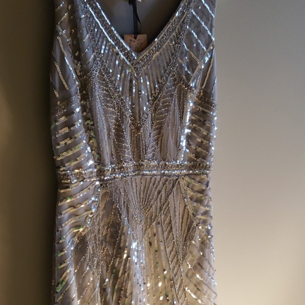 Molly Bracken embellished silver dress